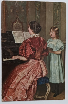 E. Fischer-Schuch: Laulutunnilla, väritaidepk, p. 1922