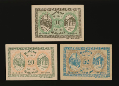 Itävalta 10, 20, 50 Heller, Waidendorf 1920