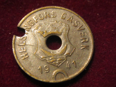 Helsingin kaasulaitos 1941. Kaasupoletti-Gas token