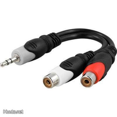 Deltaco Adapteri 3.5mm M - 2xRCA stereo F, 0.1m  *UUSI*