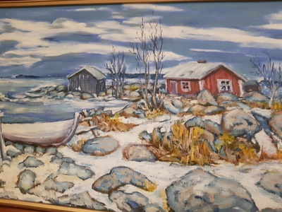 Öljyvärimaalaus / Taulu - Maisema Vesannolta