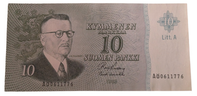10 Markkaa 1963 Litt. A AÖ-sarjaa
