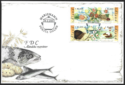 FDC Åland 2002 ÅV 10 Ahvenanmaalaisia ruokia LaPe ÅL 202-205