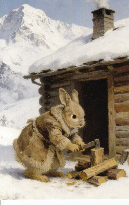 Jänis puunhakkuussa