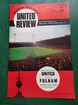 Manchester United - Fulham otteluohjelma 1968