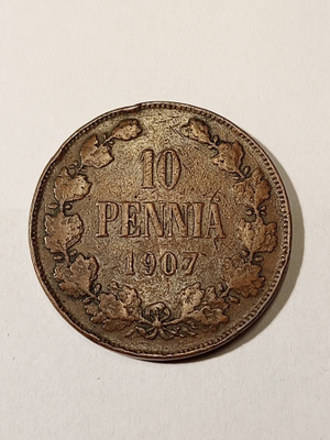 * 10 penniä * 1907 * Copper/Kupari *1+