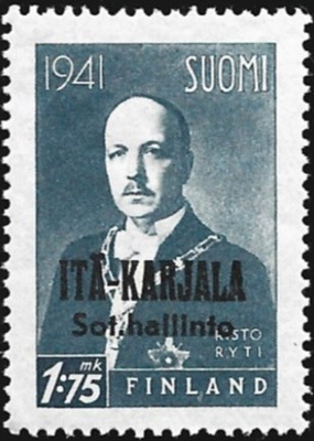 1941 Itä-Karjala Ryti 1,75 mk Normaali R ** LaPe I-K 23  I