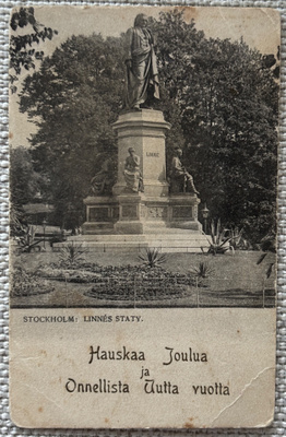 Joulukortti; Tukholmasta Linnen patsas, kulkenut 1912