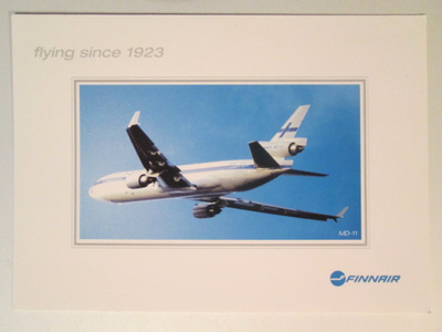 KULKEMATON FINNAIR LENTOKONE MD-11 MAINOSKORTTI