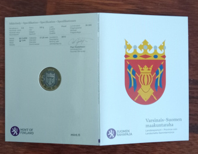 5€ varsinais-suomen maakuntaraha proof