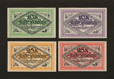 Saksa Notgeld 2 x 10, 2 x 25 Pfg, Bielefeld