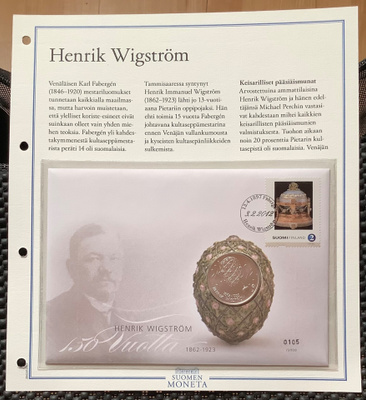 Rahakirje hopea Henrik Wigström Fabergén kultaseppämestari