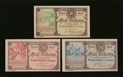 Itävalta Notgeld 10, 20, 50 Heller, Schönbühel