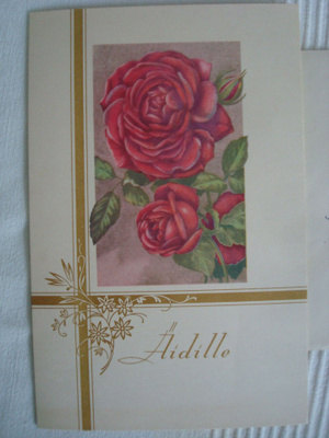 Äidille. Ruusukortti ja runo. v.1951