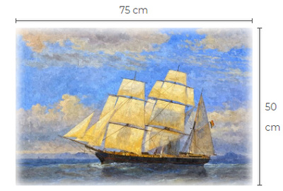 Uusi purjelaiva puutaulu koko noin 50 cm x 75 cm