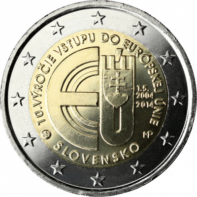 Slovakia 2014 2 € EU:n jäsen 10v UNC