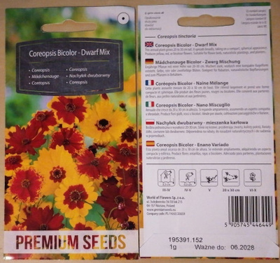 Tiikerikaunosilmä 'Coreopsis Bicolor - Dwarf Mix' siemenet #
