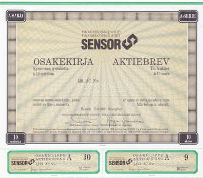 OKK 1988 Sensor Finanssi Oy spec pörssi, Helsinki