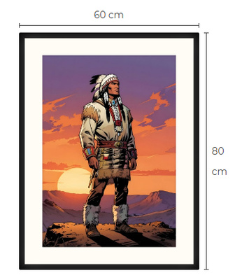 Uusi uniikki Intiaanipäällikkö art print taulu 60 cm x 80 cm