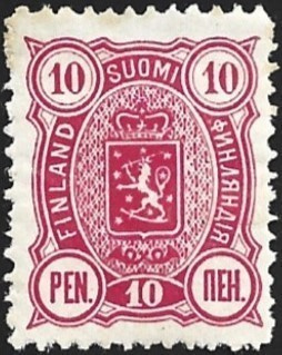 1889 Vaakunamerkit  10 p  punainen  * LaPe 29 A
