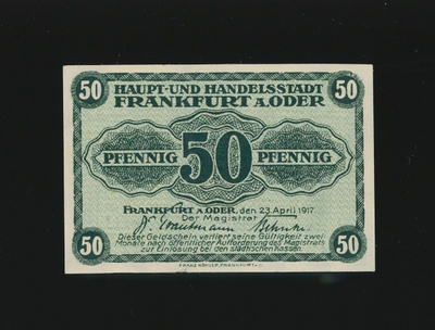 Saksa Notgeld 50 Pfg, Frankfurt an der Oder 1917