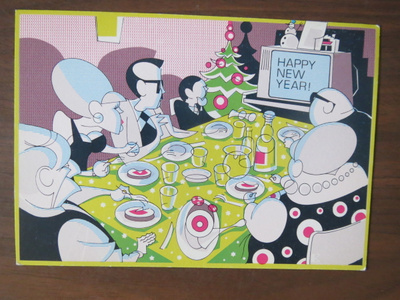 Patrick Regout: Happy New Year sarjakuvakortti
