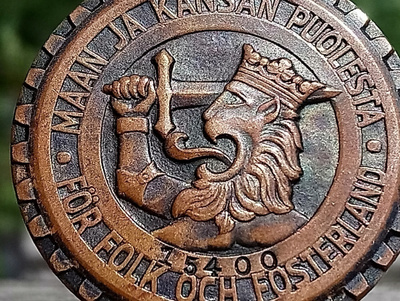 Sodanaikainen Leijona merkki. Numeroitu. Kookas. Halkaisija