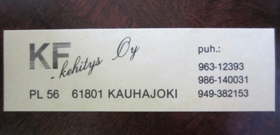 Retro tarra:  KF  -kehitys  Oy