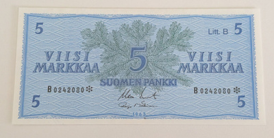 5 Markkaa 1963 Litt. B tähti B0242080