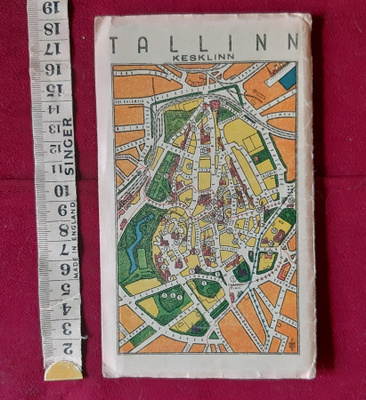 Tallinnan vintage kartta vuodelta 1937. 75×51cm.Hieno kunto