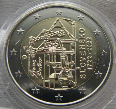 Slovakia 2 € 2022 Höyrykone 300 vuotta, UNC