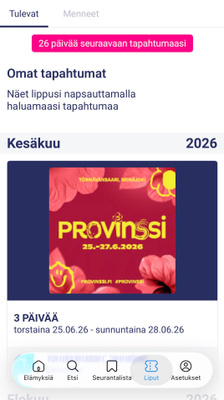 Provinssi 2026 to-la 3pv lippu 25.-27.6.