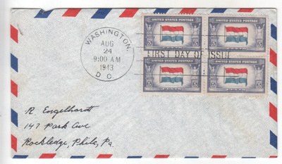 USA FDC 1943 Overrun Countries