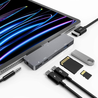 USB-C 7-in-1 monitoiminen Hub/telakka 4K HDMI, Audio ym.