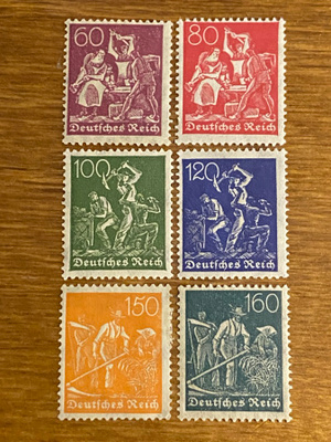 SAKSA REICH 1921 YLEISMERKIT Mi165- Mi170**