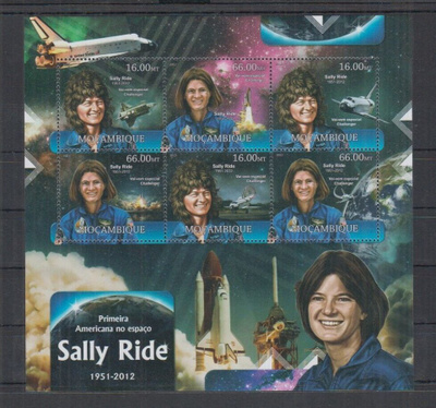 AVARUUS Astronautti Sally Ride  blokki MOSAMBIK 2012 **