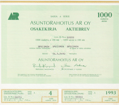 OKK 1990 Asuntorahoitus AR Oy spec, Helsinki