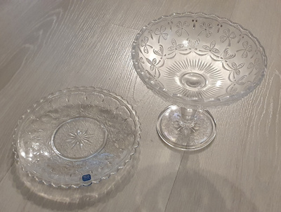 Nuutajärvi Apila jalallinen tarjoilukulho + pullalautanen