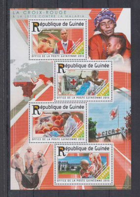 PUNAINEN RISTI blokki GUINEA 2015 **
