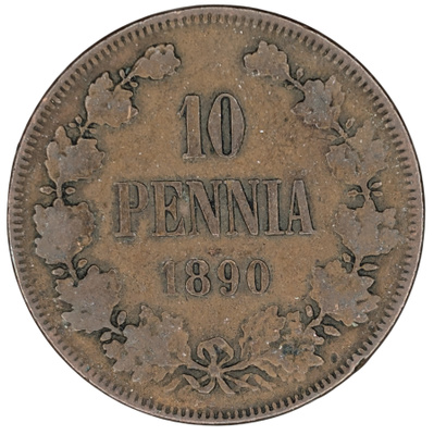 10 Penniä 1890