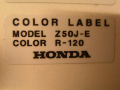 honda monkey -84-86 oranssi värikoodi tarra R-120