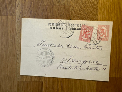Ehiökortti  Vehmainen - Tampere 1919