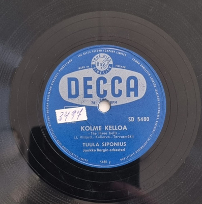 Savikiekko 1959 - Tuula Siponius - Decca SD 5480