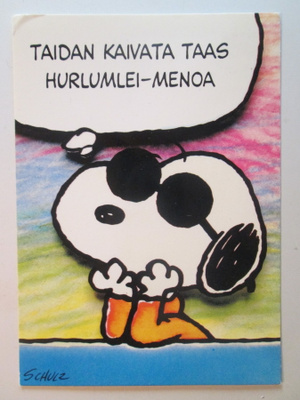 KULKENUT SNOOPY TENAVAT POSTIKORTTI CHARLES. M. SCHULZ