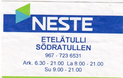 Etelätulli. Södratullen , NESTE   6/8