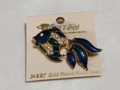 Vintage kala free Nick gold plated rintaneula – emaloitu