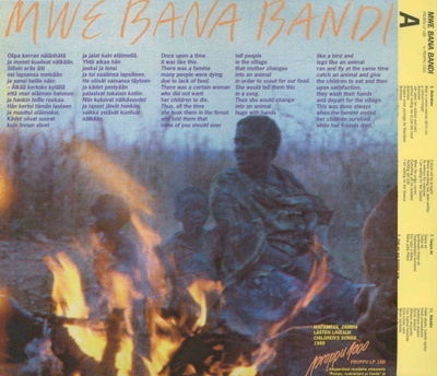 MWE BANA BANDI: Lasten lauluja Zambiasta suomalainen LP 1988