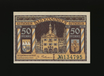 Saksa Notgeld 50 Pfennig, Bad Kissingen 1919