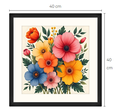 Uusi kukka taulu koko 40 cm x 40 cm kehyksineen
