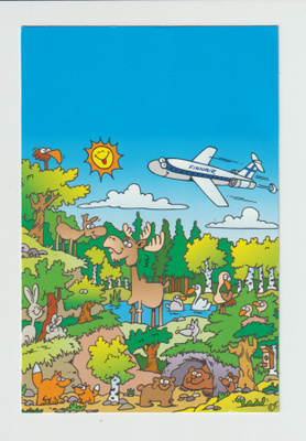 Postikortti, LENTOKONE, FINNAIR, piirros